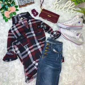 Paper+Tee Women’s Large Flannel w/ Roll-Up Sleeves